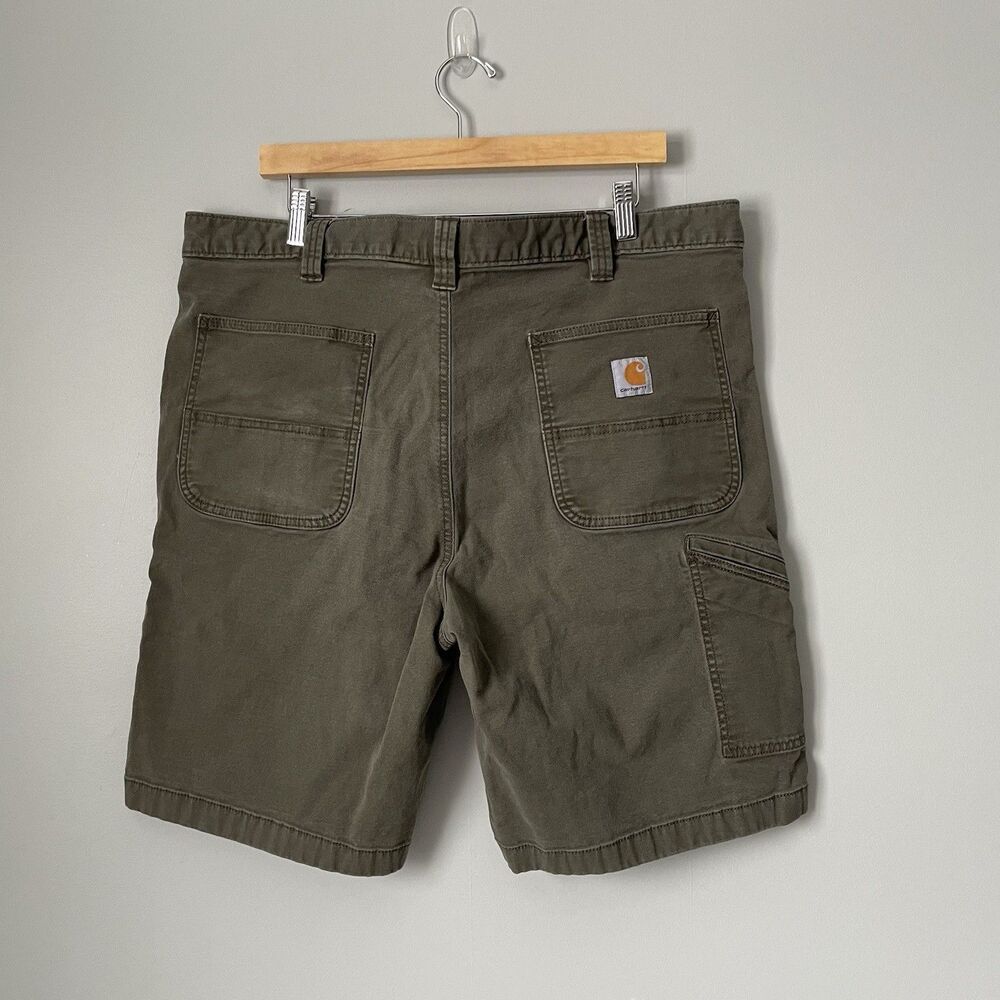 Carhartt Rugged Flex Relaxed Fit Canvas Work Shorts Green Workwear Men's Size 40 - Picture 2 of 10